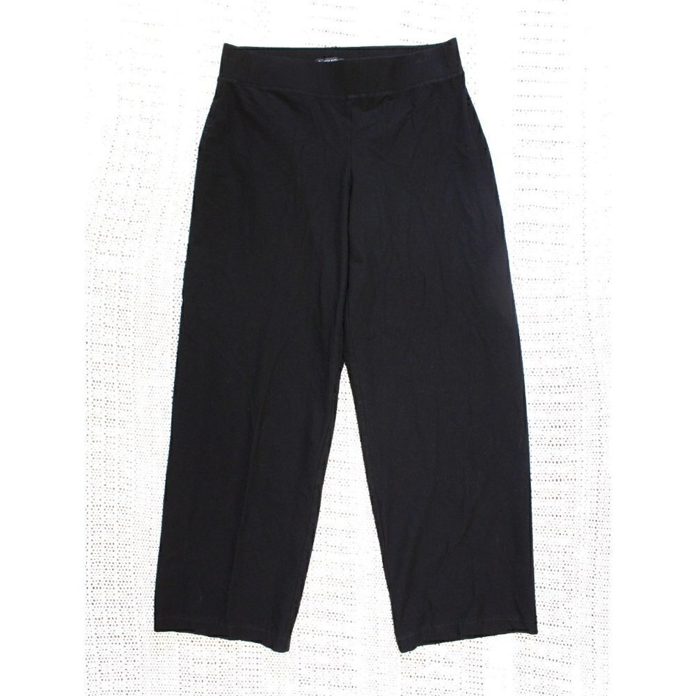 EILEEN FISHER Boho Black pull on Crop Pants Size S/P Elastic waist straight leg